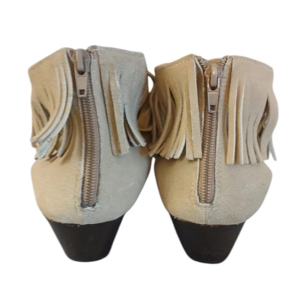 Matiko Tan Fringed Wedge Sandals Suede Open Toe Women's Sandals size 7.5